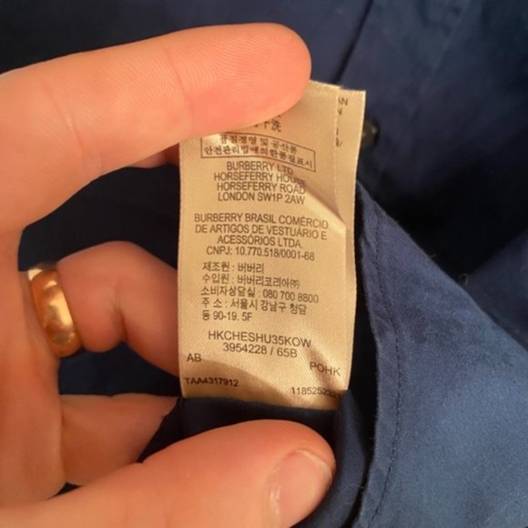 SOLD Dark Blue Burberry Button Up - Picture 4 of 5